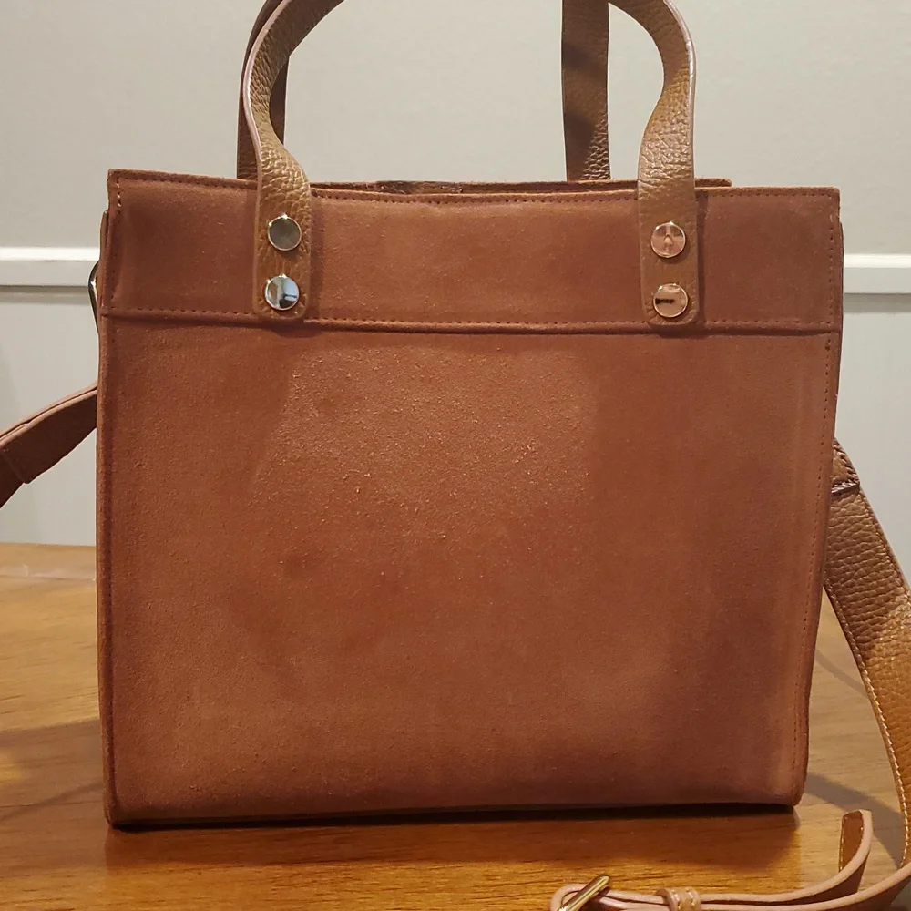 Mark & Graham caramel suede
